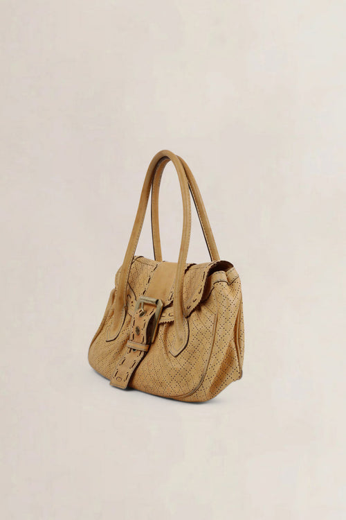 Céline Brown Leather Eyelet Satchel Shoulder Bag