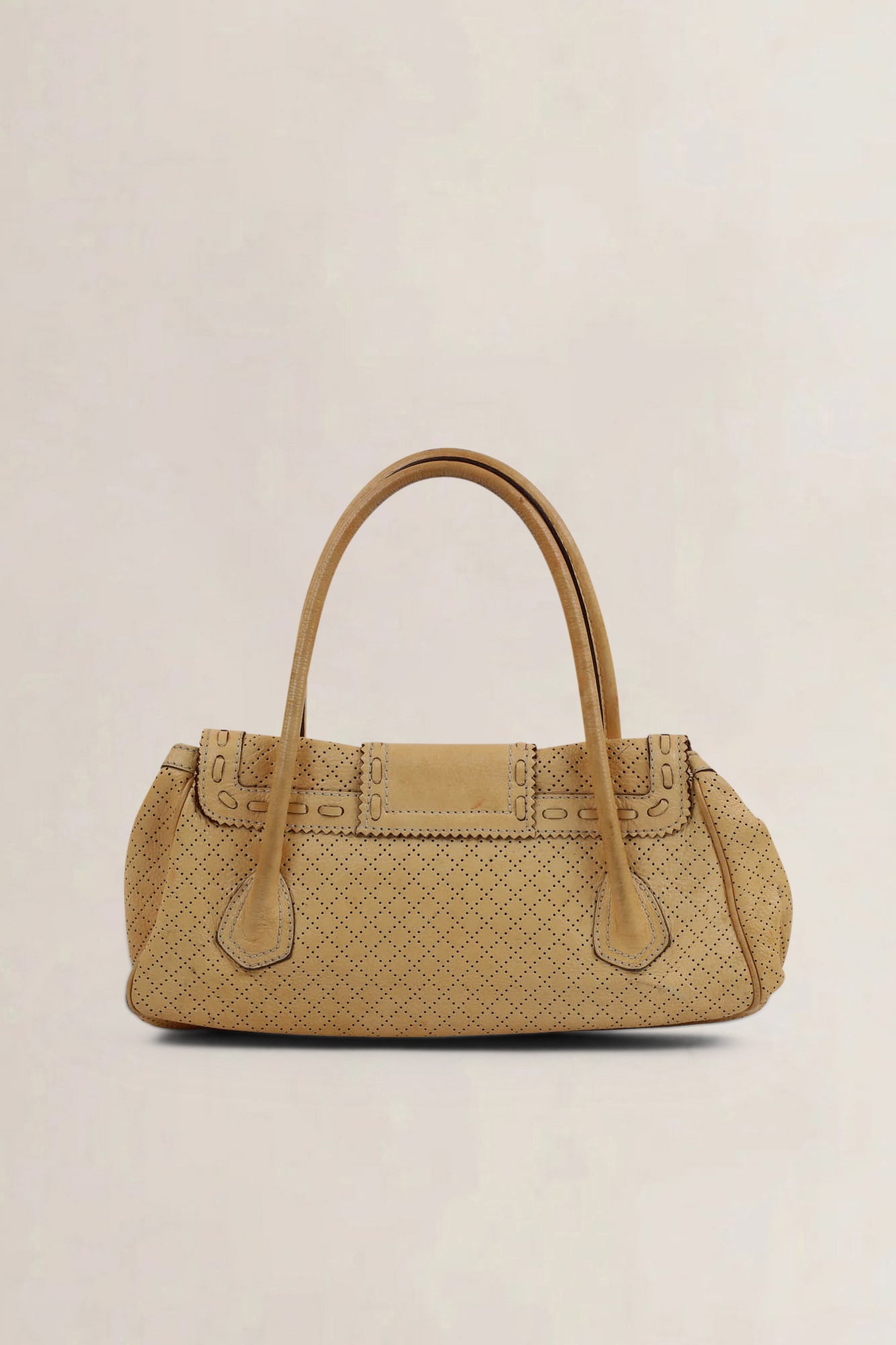 Céline Brown Leather Eyelet Satchel Shoulder Bag