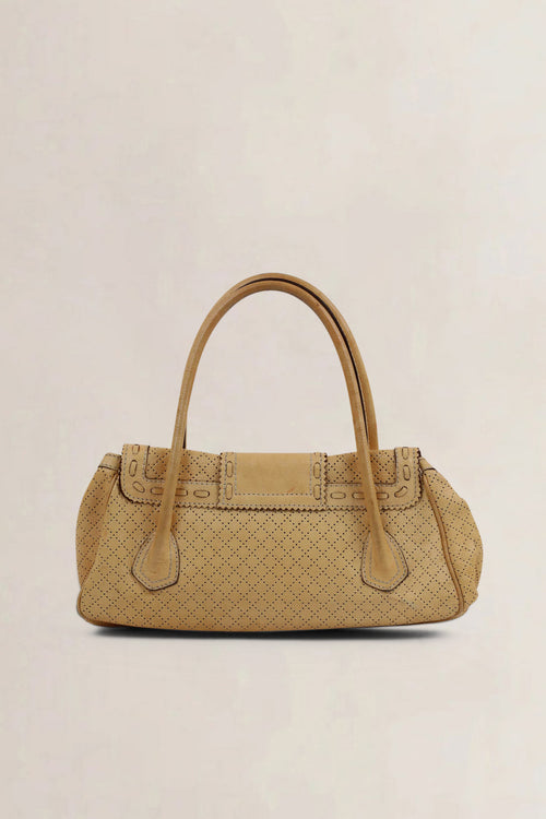Céline Brown Leather Eyelet Satchel Shoulder Bag