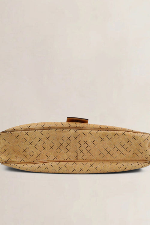 Céline Brown Leather Eyelet Satchel Shoulder Bag