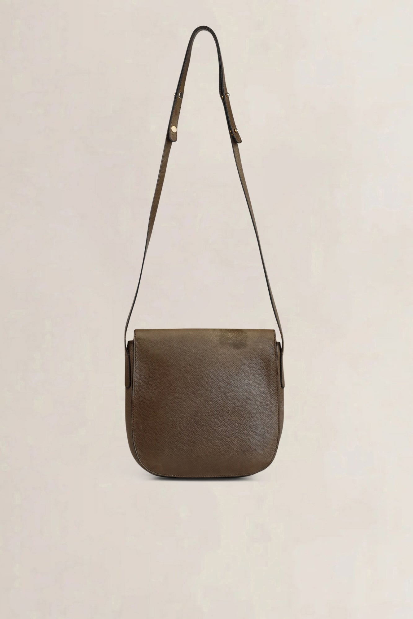 Delvaux Taupe "D" Leather Crossbody Bag