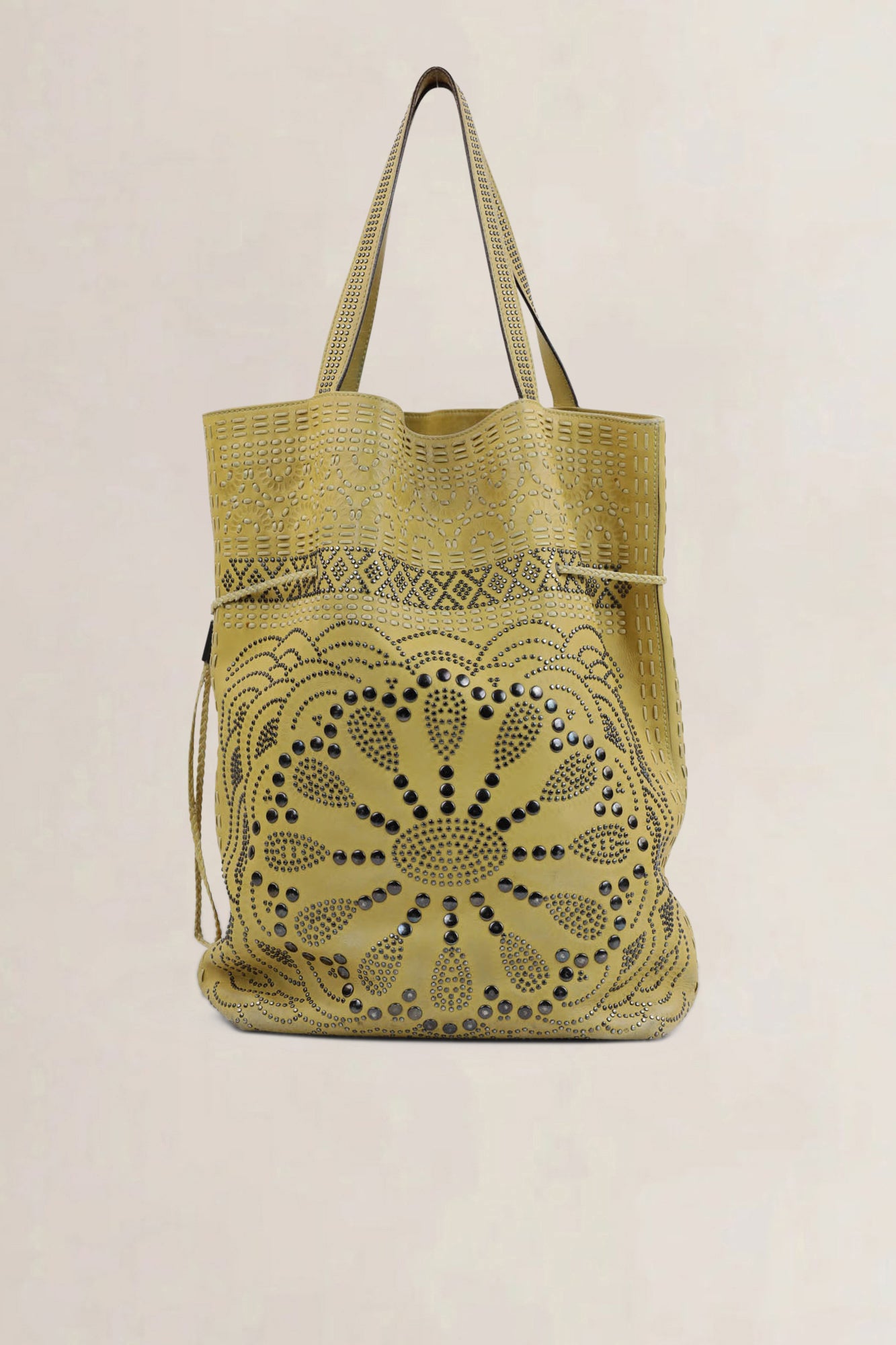 Prada Green Leather Limited Edition Studded Shoulder Bag