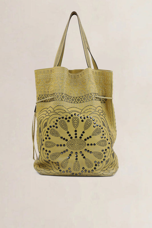 Prada Green Leather Limited Edition Studded Shoulder Bag