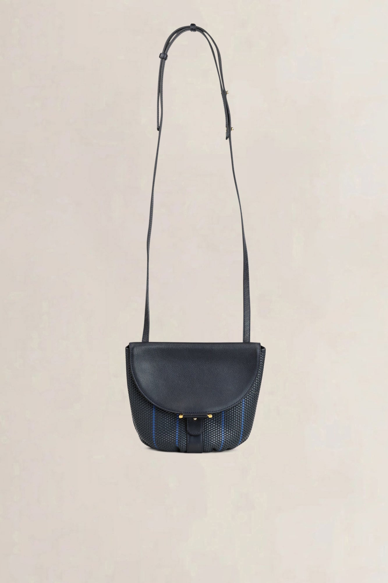 Delvaux Black And Blue Toile De Cuir Crossbody Bag