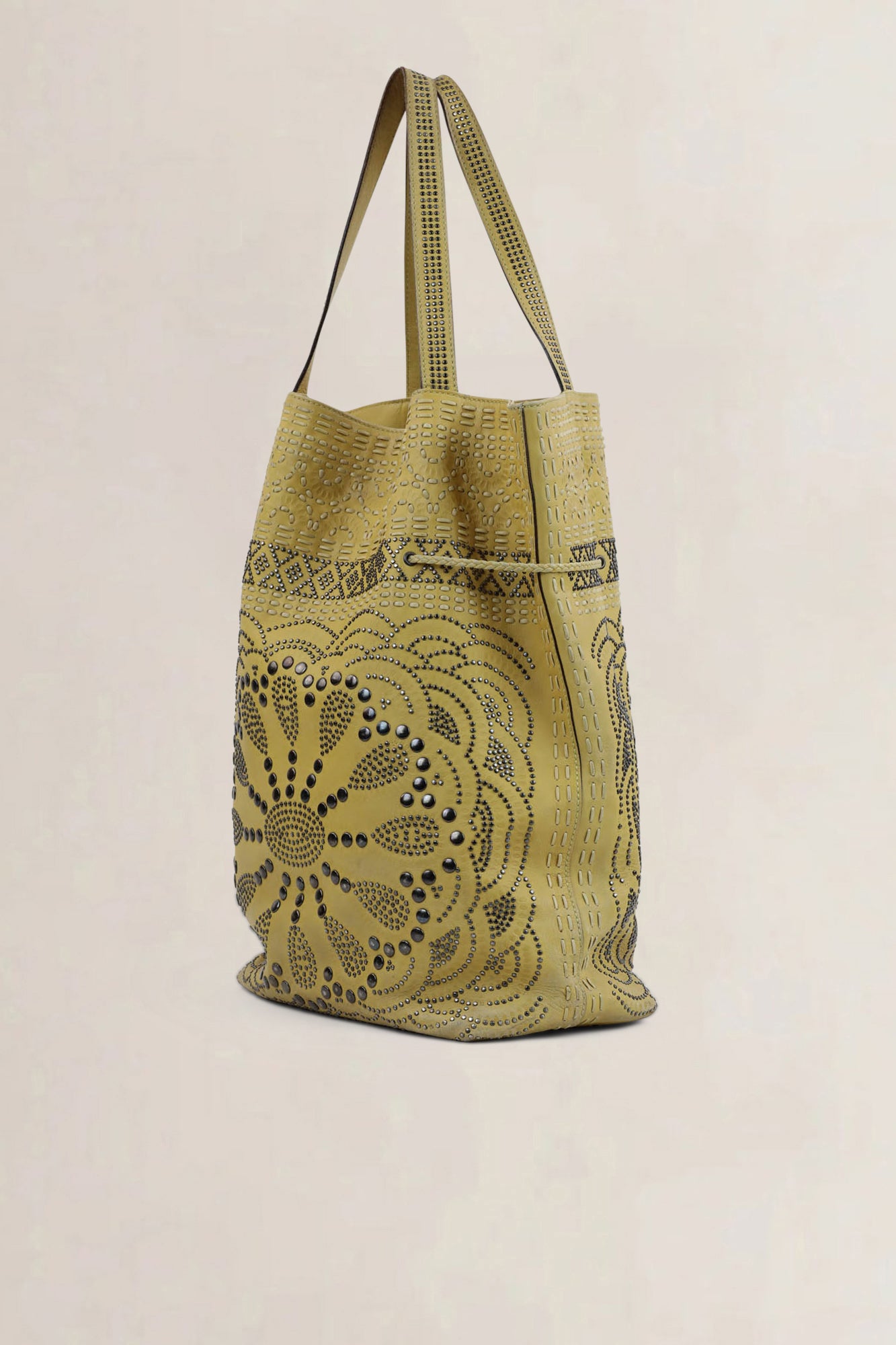 Prada Green Leather Limited Edition Studded Shoulder Bag