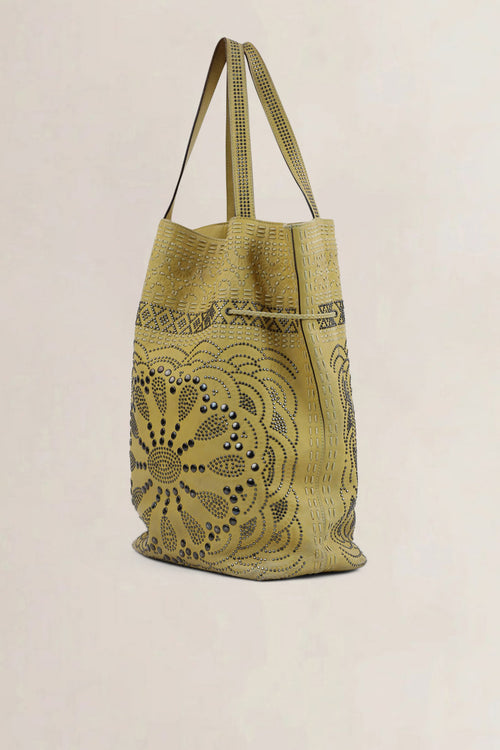 Prada Green Leather Limited Edition Studded Shoulder Bag