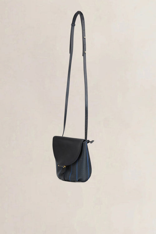 Delvaux Black And Blue Toile De Cuir Crossbody Bag