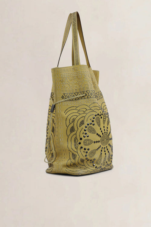 Prada Green Leather Limited Edition Studded Shoulder Bag