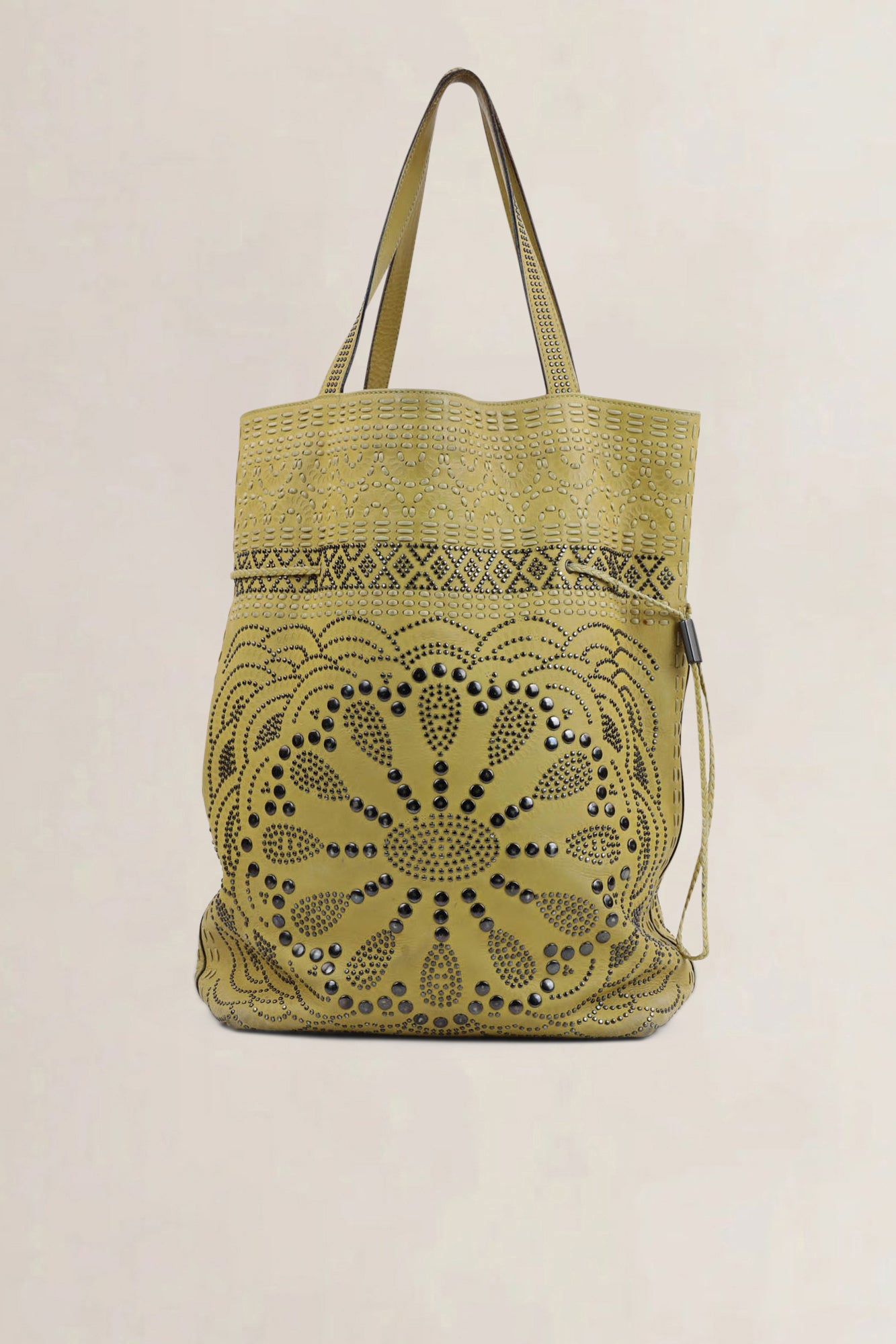 Prada Green Leather Limited Edition Studded Shoulder Bag