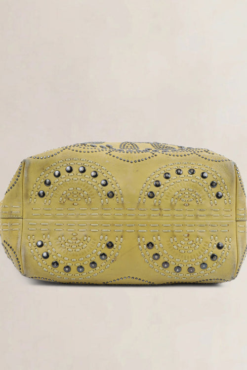 Prada Green Leather Limited Edition Studded Shoulder Bag