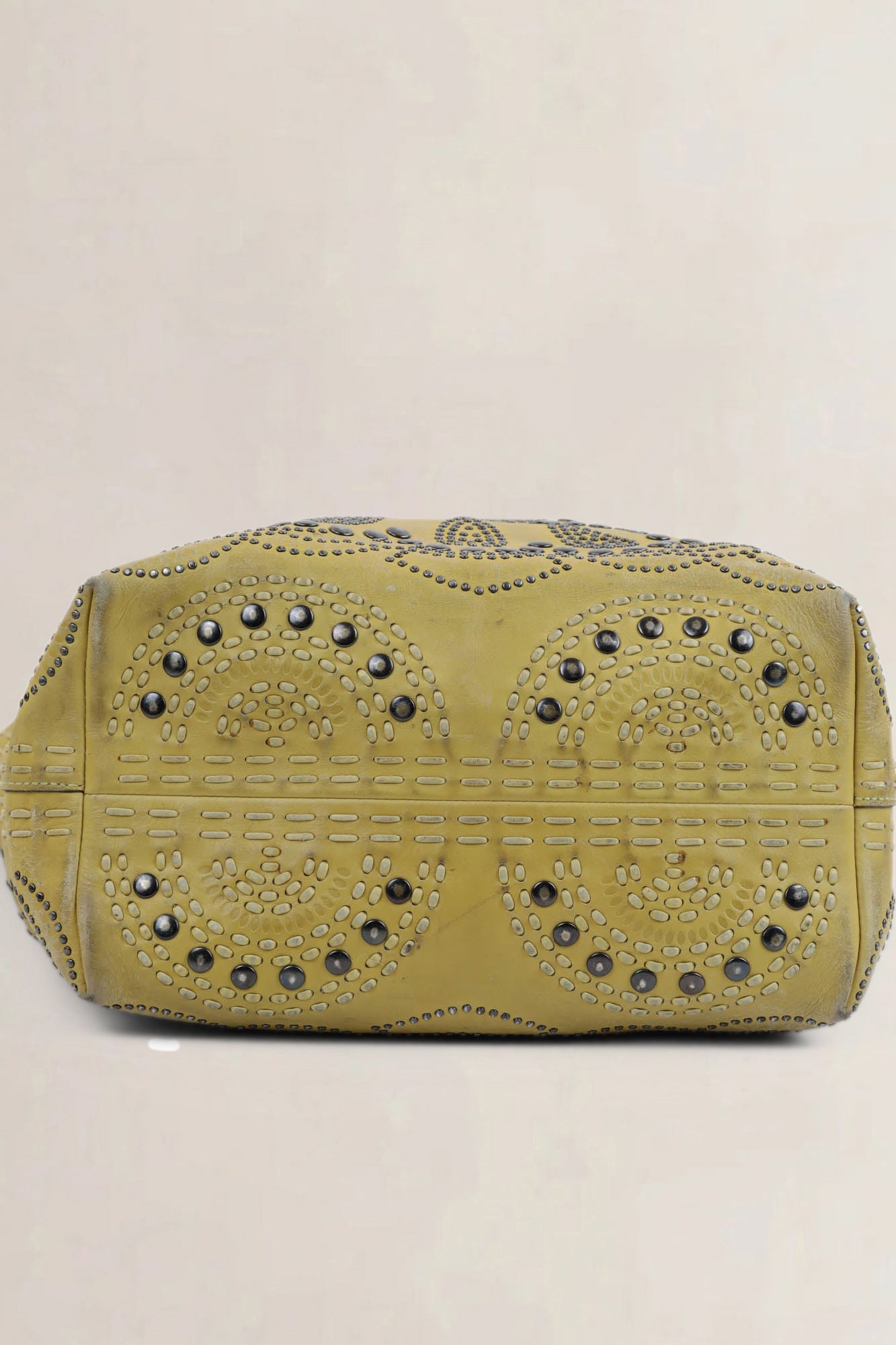 Prada Green Leather Limited Edition Studded Shoulder Bag