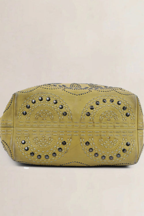 Prada Green Leather Limited Edition Studded Shoulder Bag