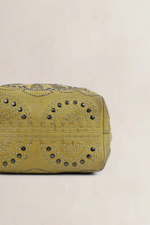 Prada Green Leather Limited Edition Studded Shoulder Bag