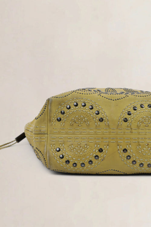 Prada Green Leather Limited Edition Studded Shoulder Bag