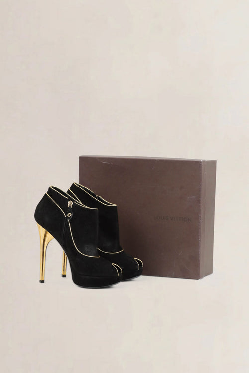 Louis Vuitton Black Suède Première Ankle Boots