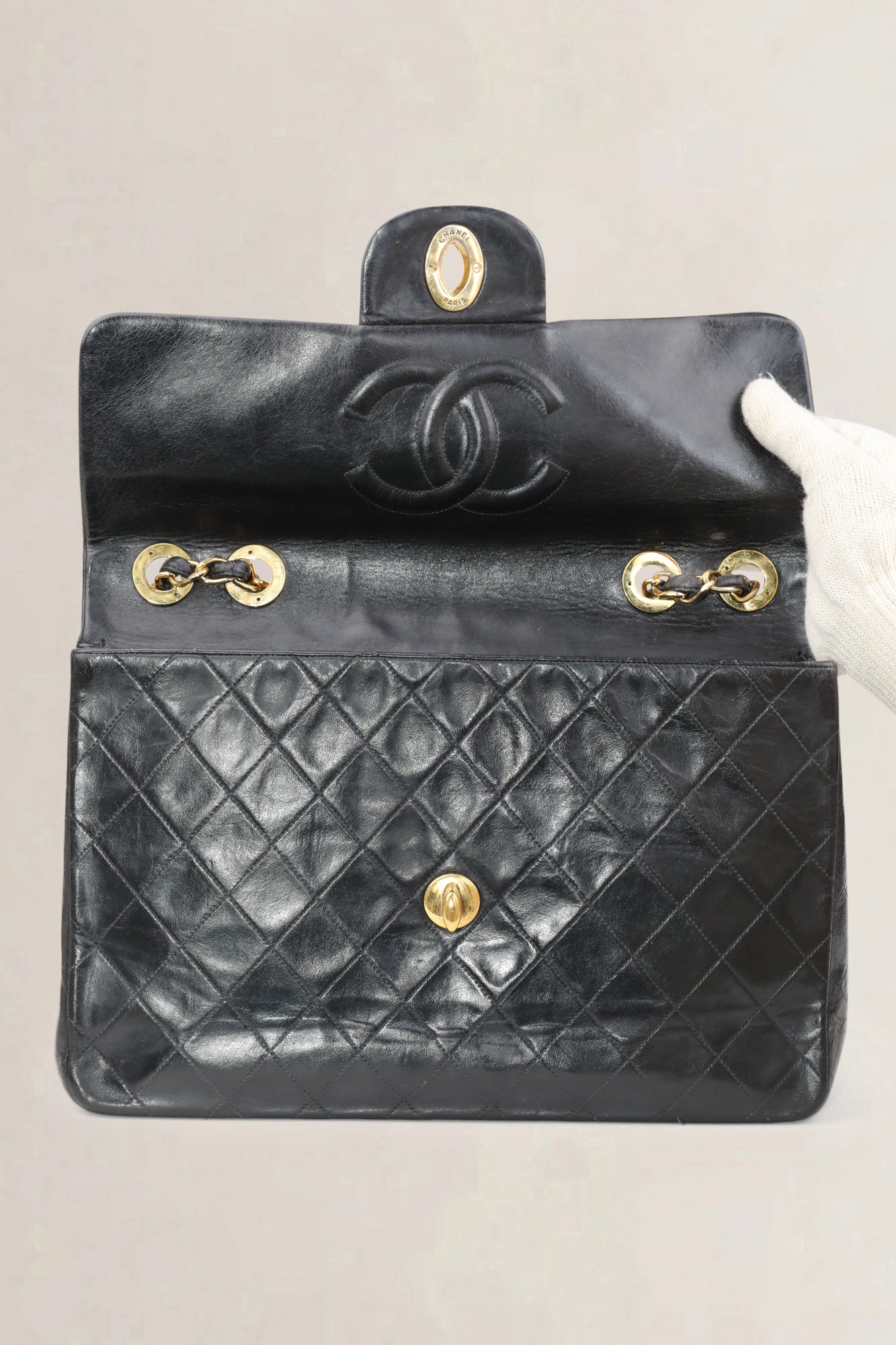 Chanel Zwarte Vintage Maxi Tijdloze Flap Bag