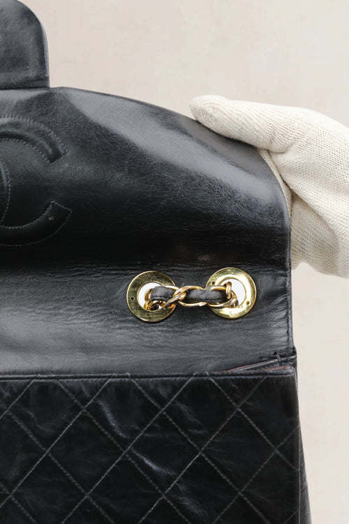 Chanel Zwarte Vintage Maxi Tijdloze Flap Bag