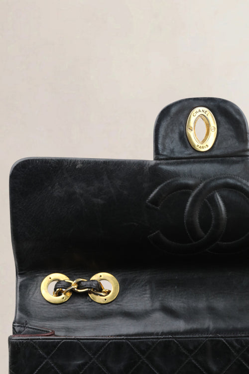 Chanel Zwarte Vintage Maxi Tijdloze Flap Bag