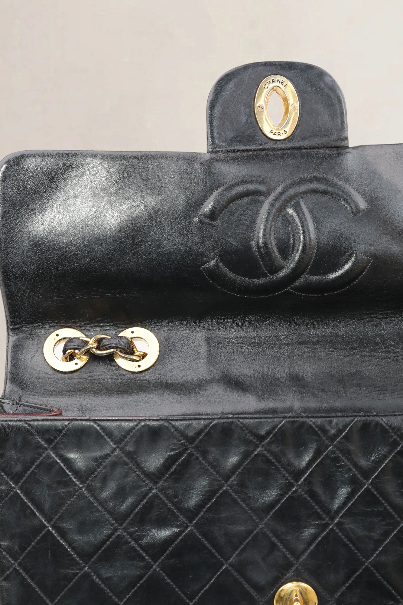 Chanel Zwarte Vintage Maxi Tijdloze Flap Bag