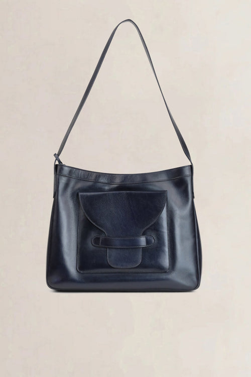 Delvaux Blauwe Leren Schoudertas