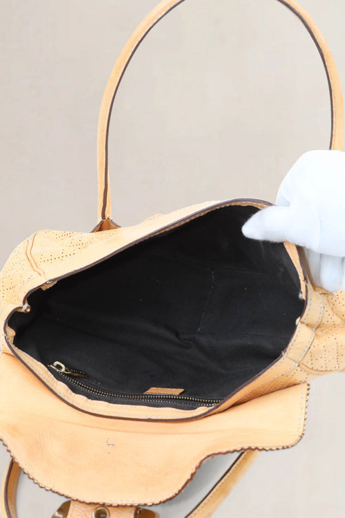 Céline Brown Leather Eyelet Satchel Shoulder Bag