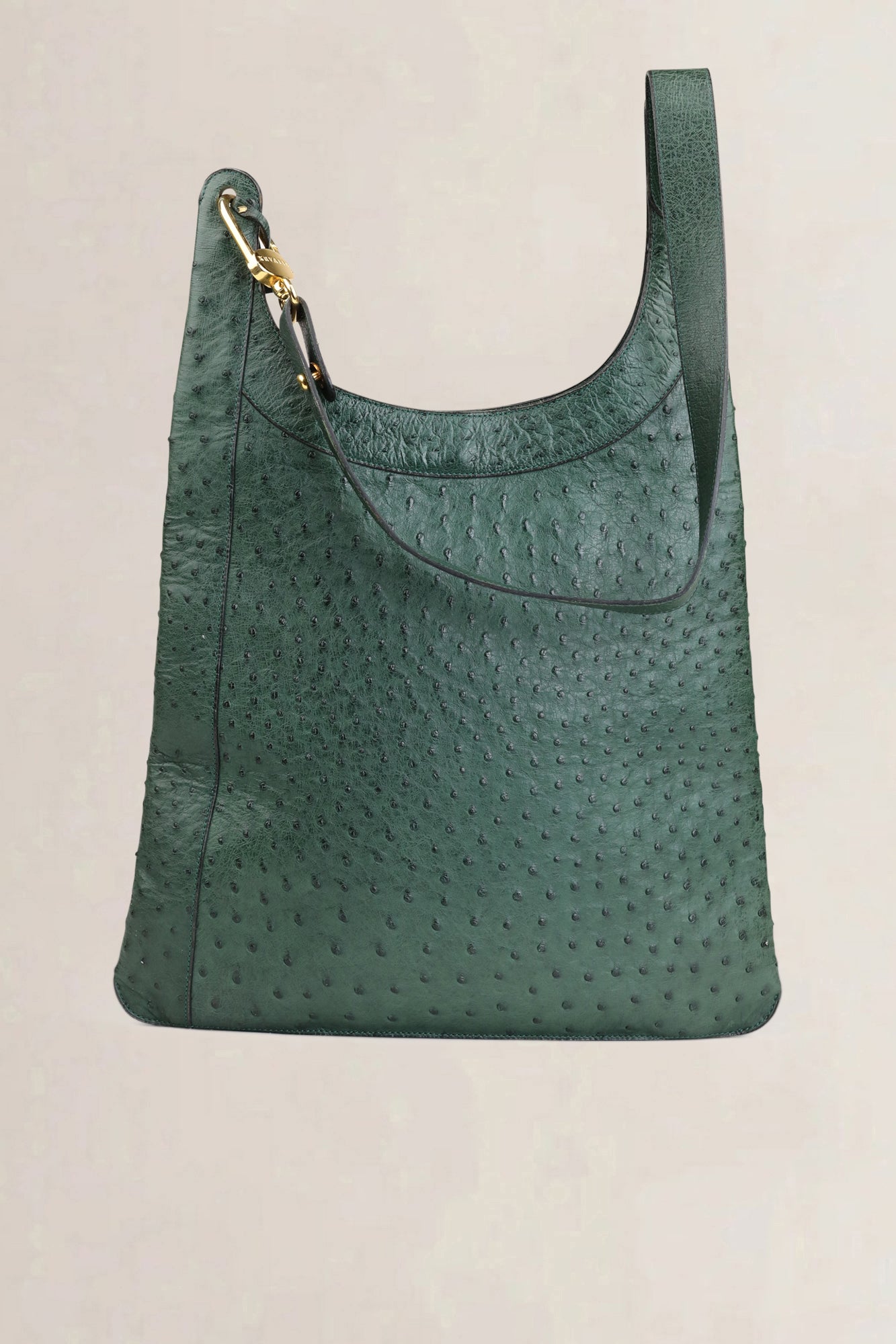 Delvaux Green Ostrich Leather Jongleur Shoulder Bag