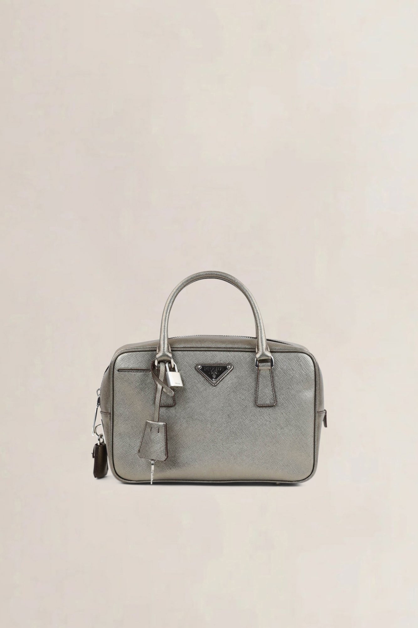 Prada Bronze Bauletto Top Handle Bag