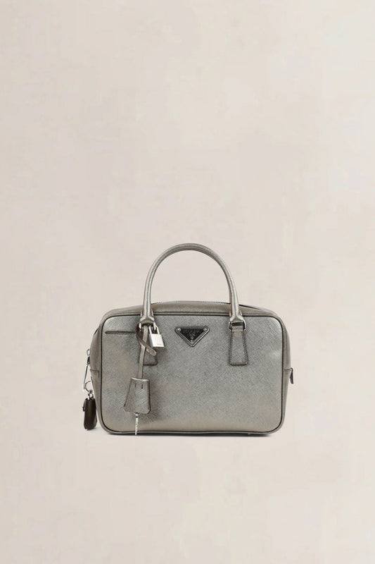 Prada Bronze Bauletto Top Handle Bag