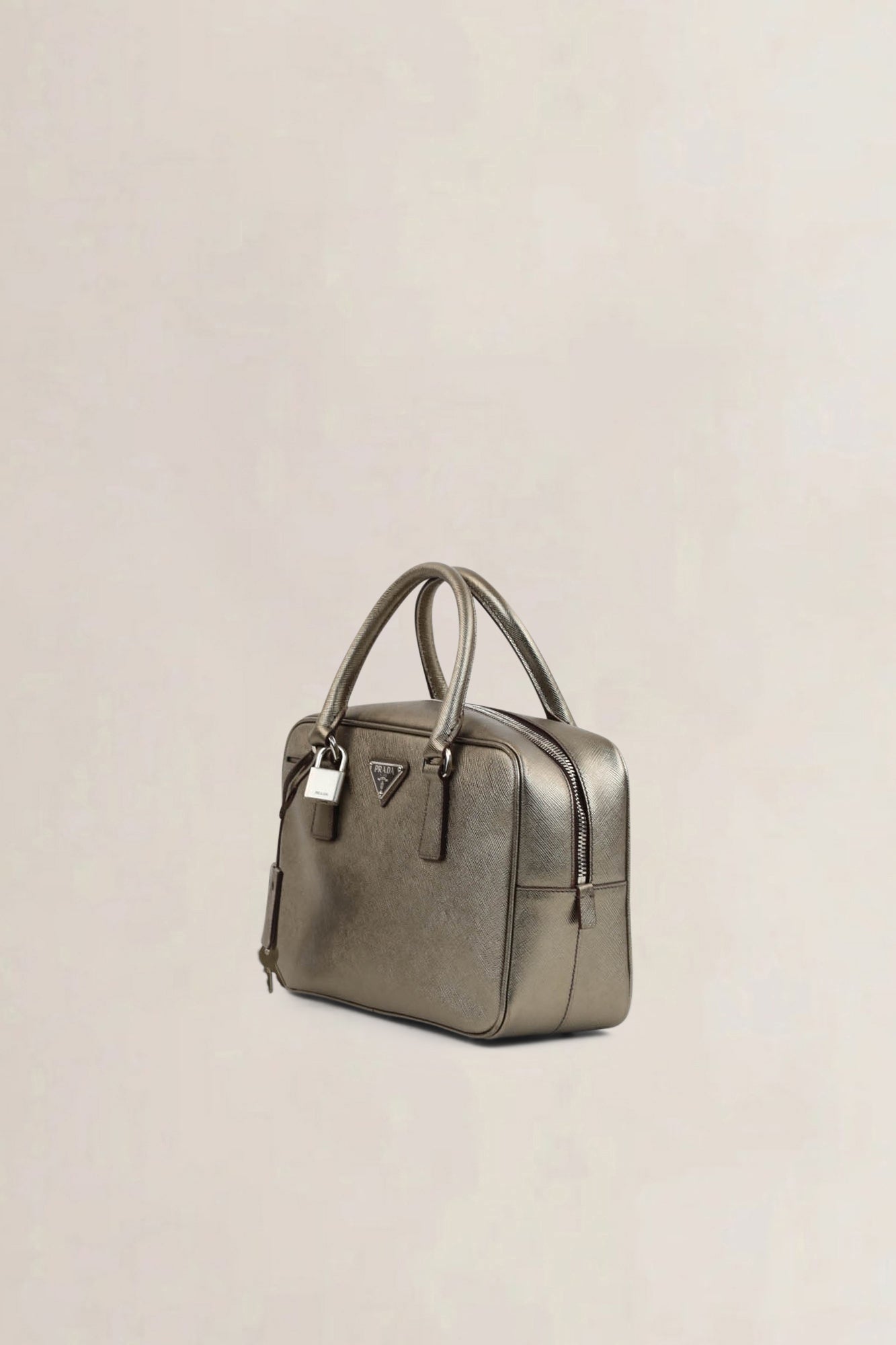 Prada Bronze Bauletto Top Handle Bag