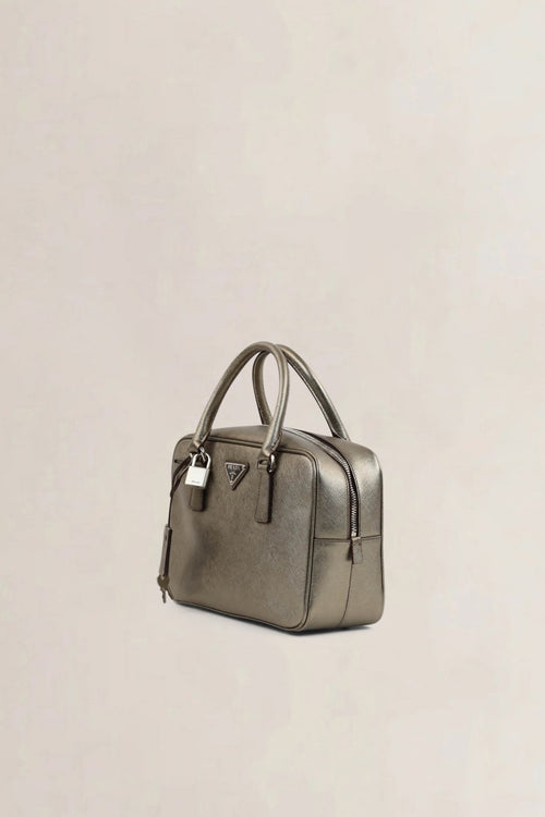 Prada Bronze Bauletto Top Handle Bag