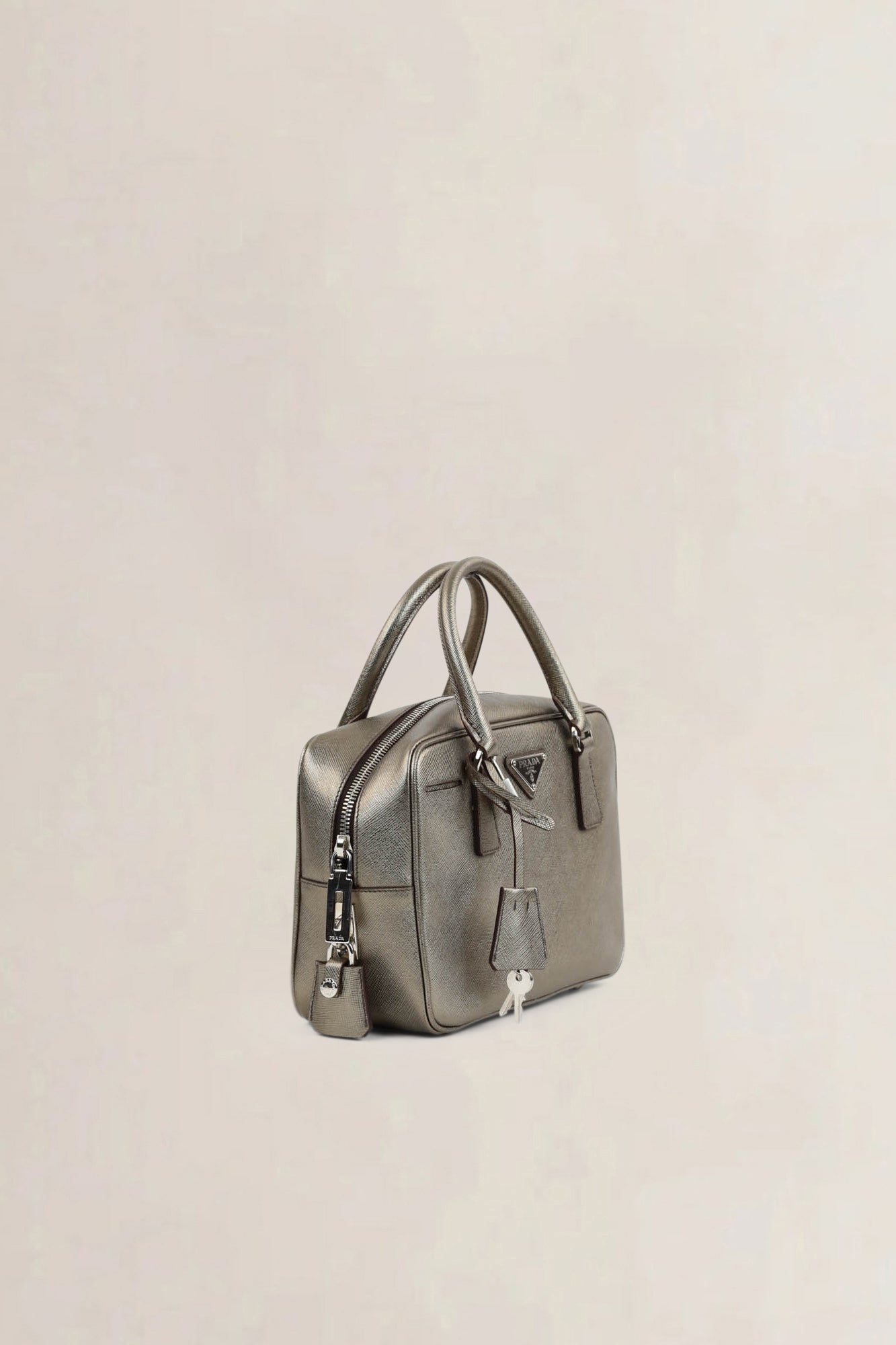 Prada Bronze Bauletto Top Handle Bag