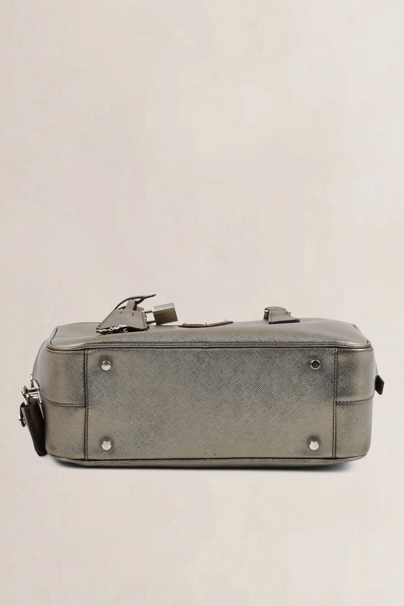 Prada Bronze Bauletto Top Handle Bag