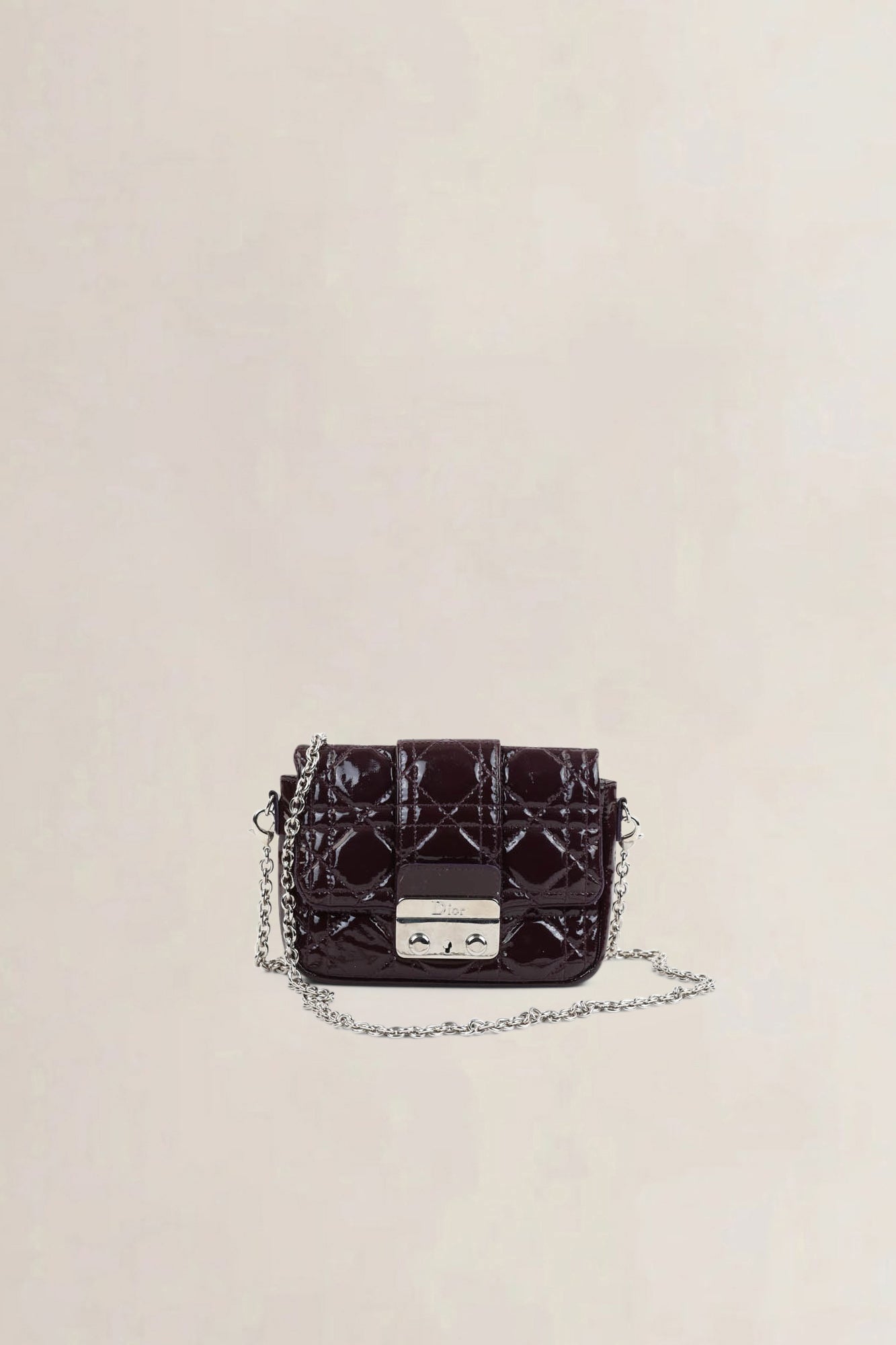 Christian Dior Burgundy Cannage Patent Leather Crossbody Bag