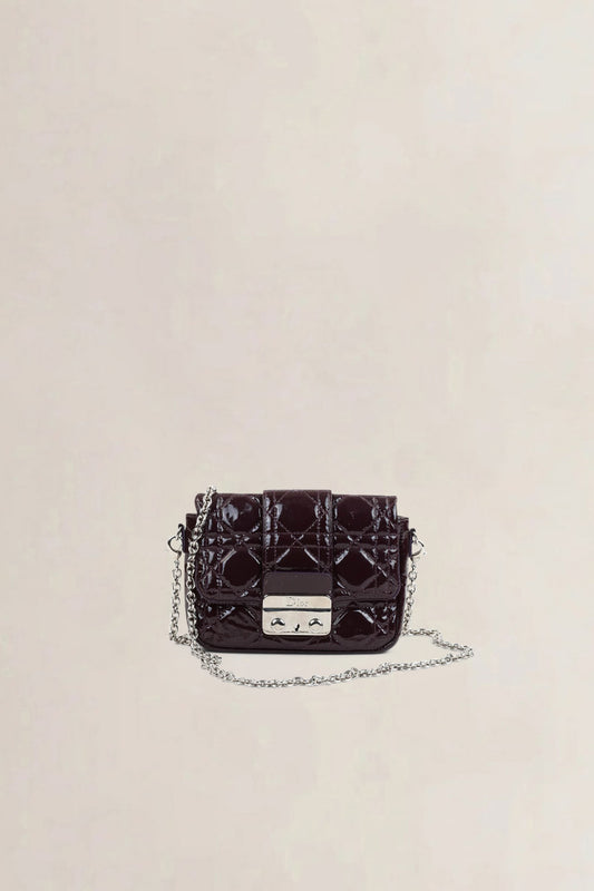 Christian Dior Burgundy Cannage Patent Leather Crossbody Bag