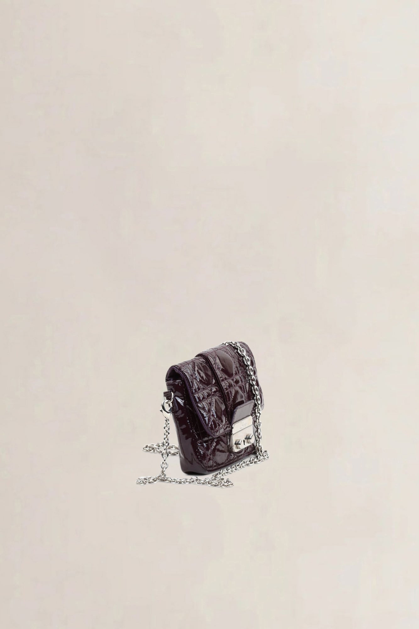 Christian Dior Burgundy Cannage Patent Leather Crossbody Bag