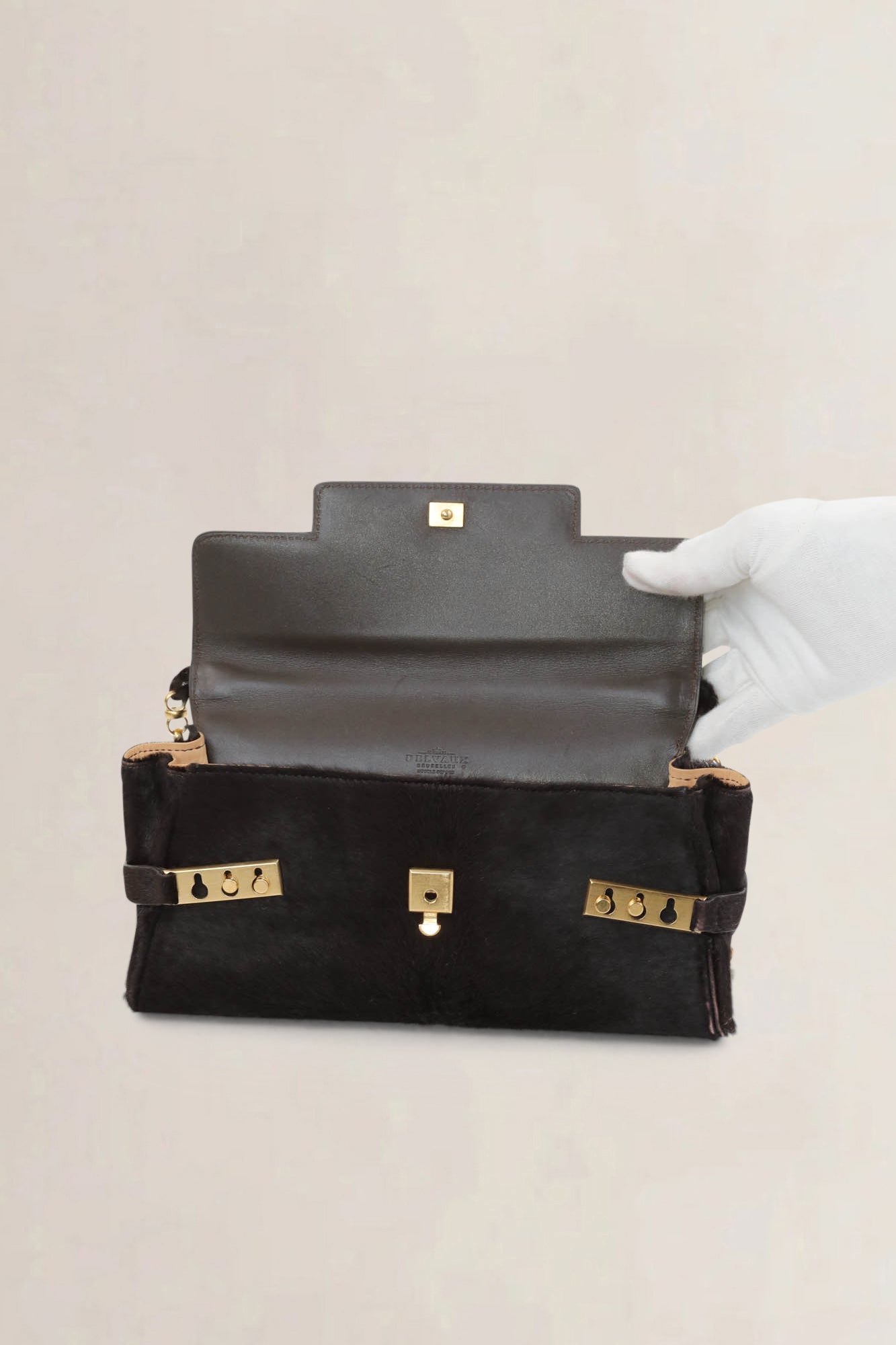 Delvaux Brown Tempête Pony Hair Shoulder Bag