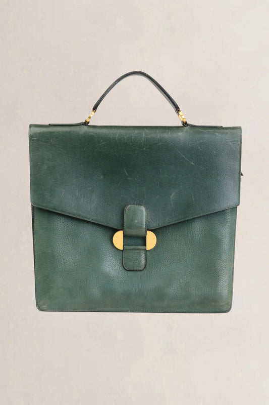 Delvaux Green Leather Briefcase