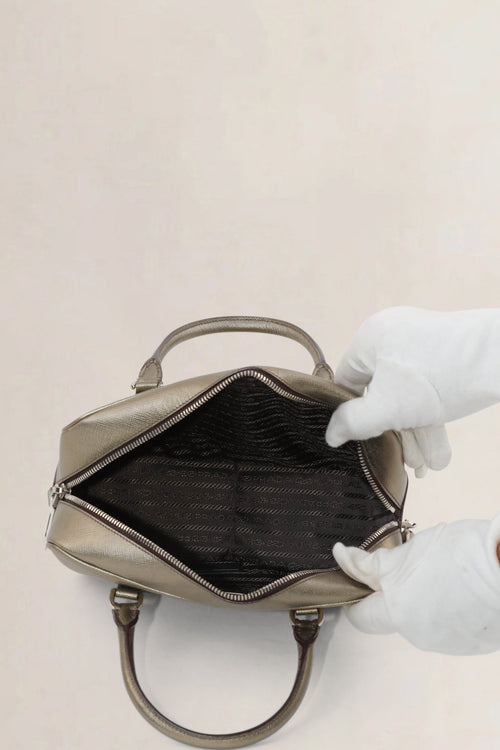 Prada Bronze Bauletto Top Handle Bag