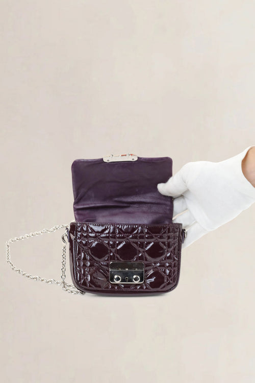 Christian Dior Burgundy Cannage Patent Leather Crossbody Bag