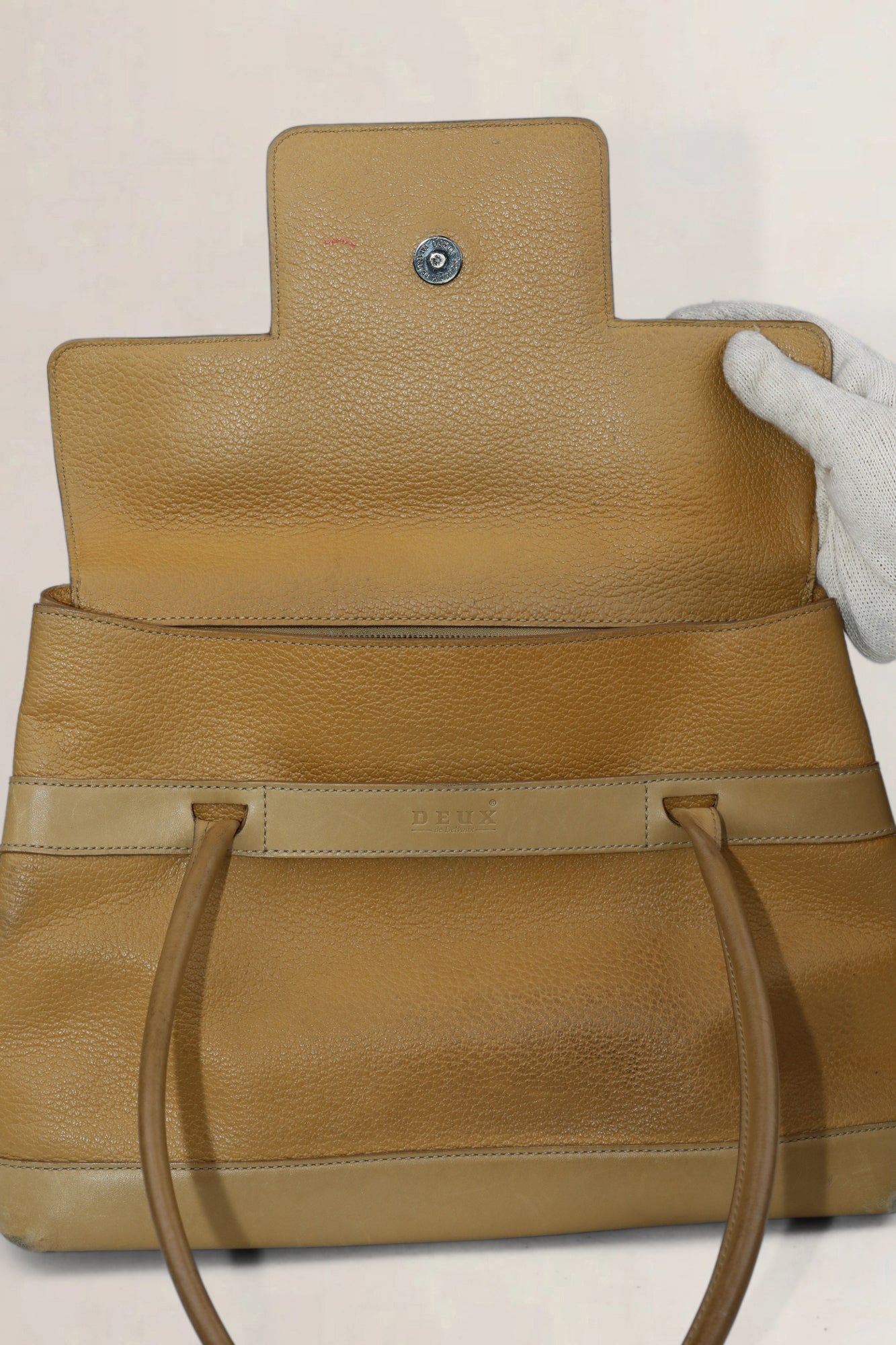 Deux de Delvaux Beige Top Handle Bag