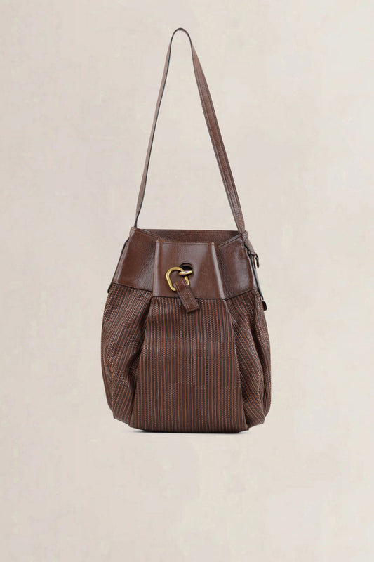Delvaux Brown Toile De Cuir Faust Shoulder Bag