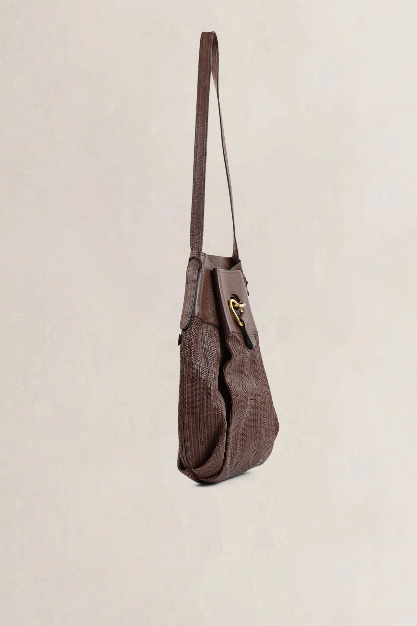 Delvaux Brown Toile De Cuir Faust Shoulder Bag