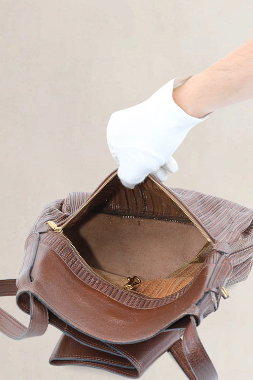 Delvaux Brown Toile De Cuir Faust Shoulder Bag