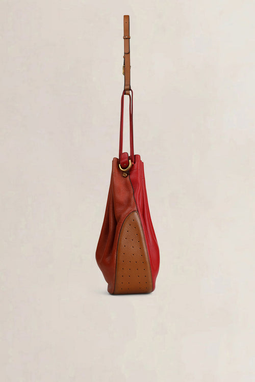 Delvaux Red/Orange Tricolor Tabarin GM Crossbody Bag