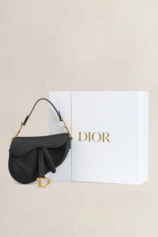 Christian Dior Black Leather Mini Saddle Bag