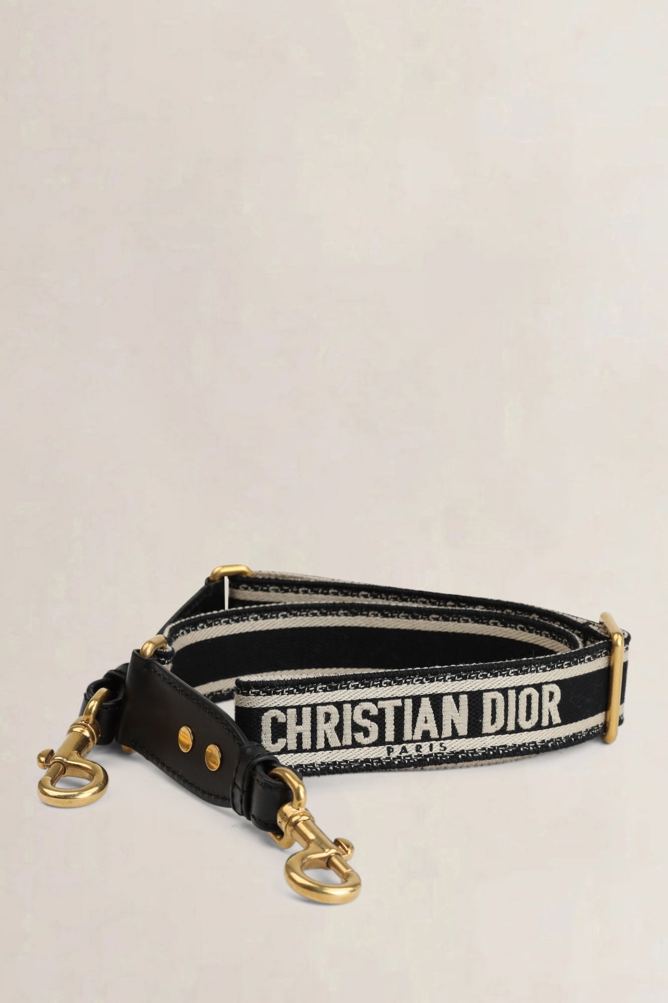 Christian Dior Black Adjustable Shoulder Strap With Ring