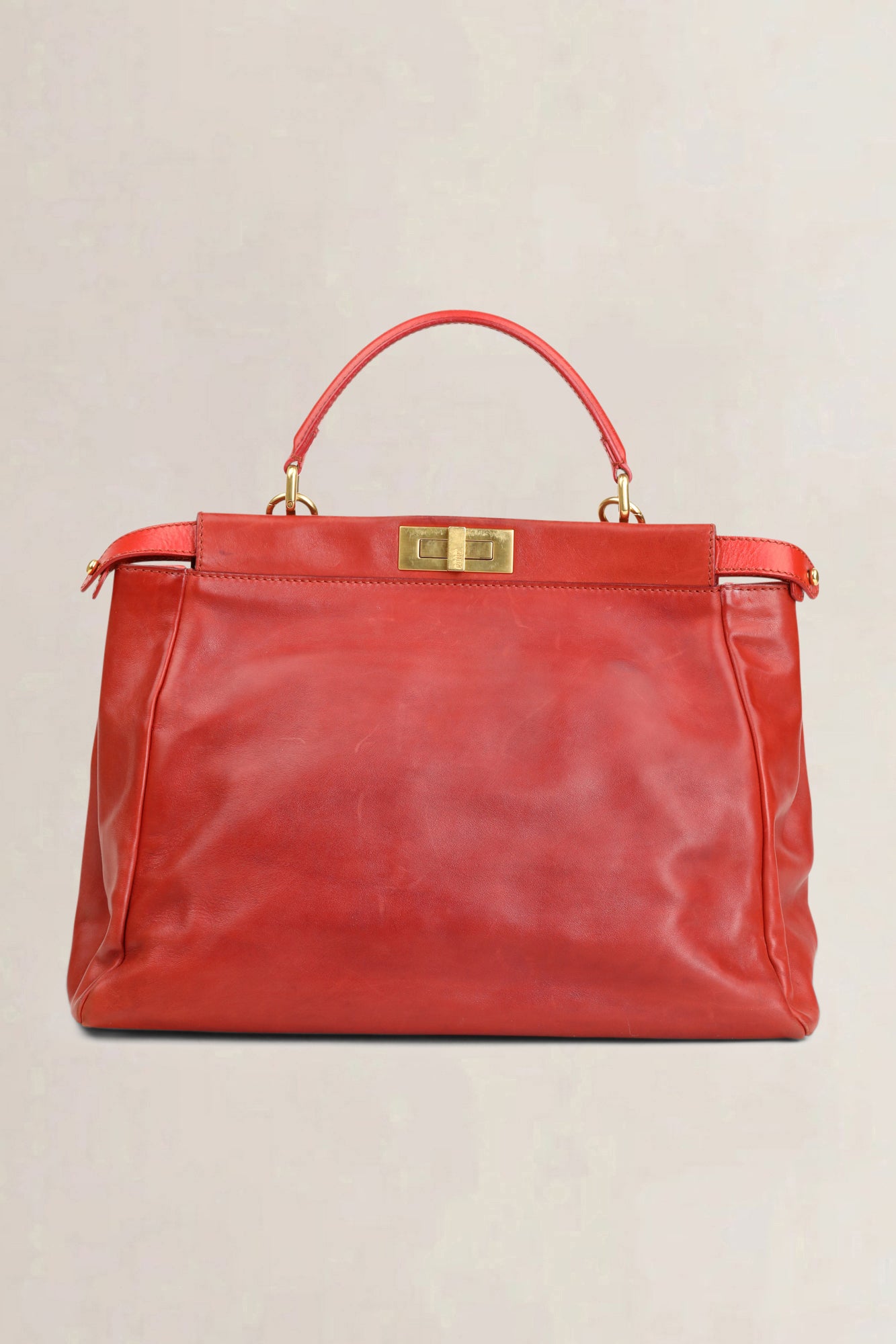 Fendi Red Peekaboo Large Shoulder Bag