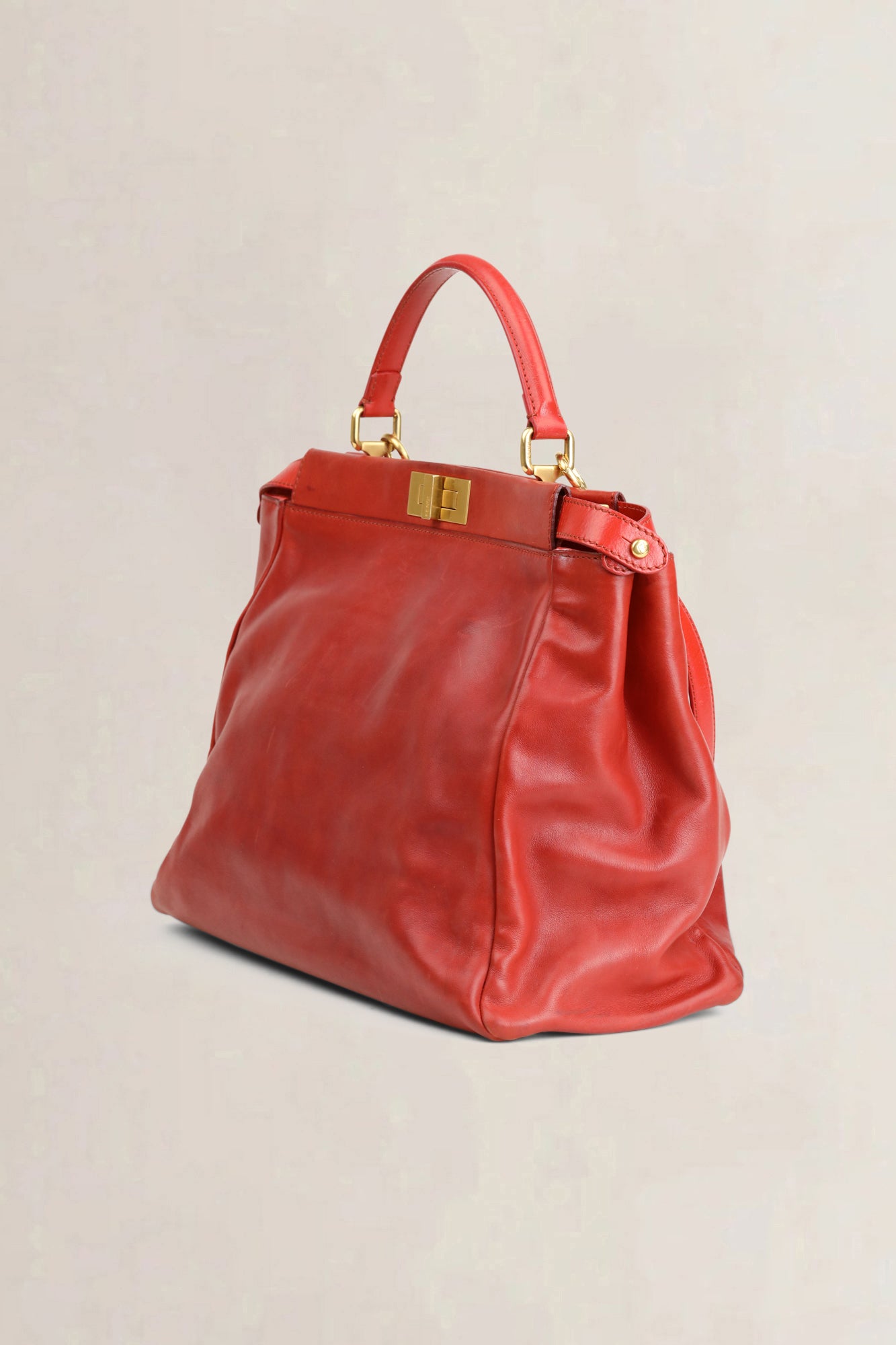 Fendi Red Peekaboo Large Shoulder Bag