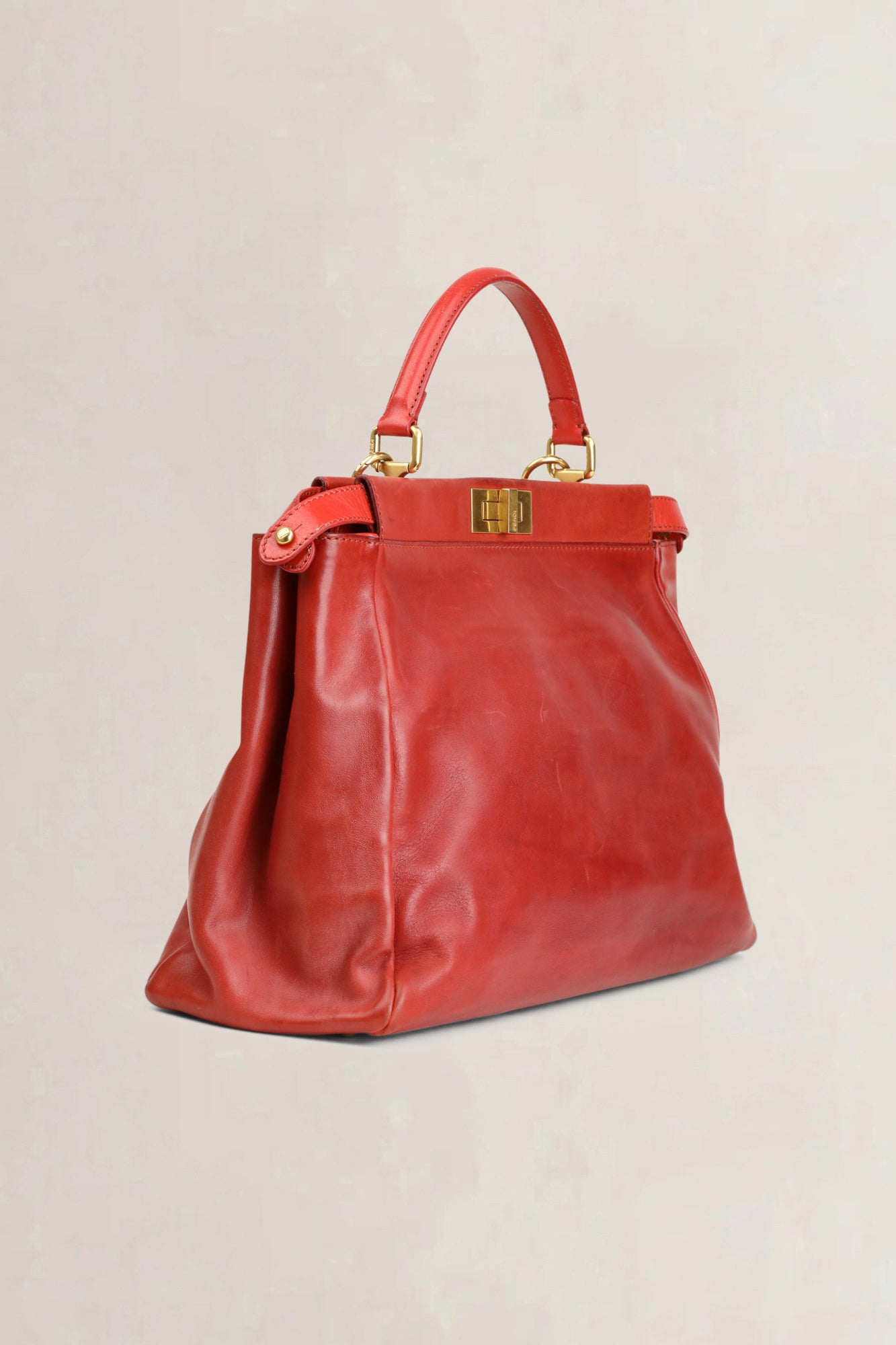 Fendi Red Peekaboo Large Shoulder Bag