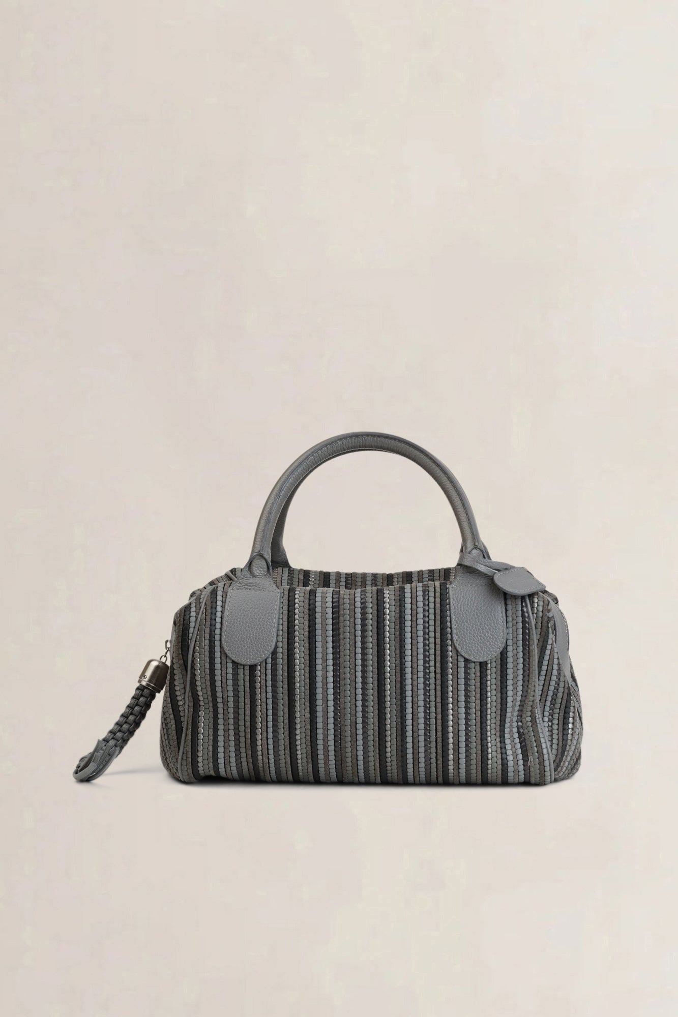 Delvaux Grey Gelato Toile De Cuir Leather Top Handle Bag